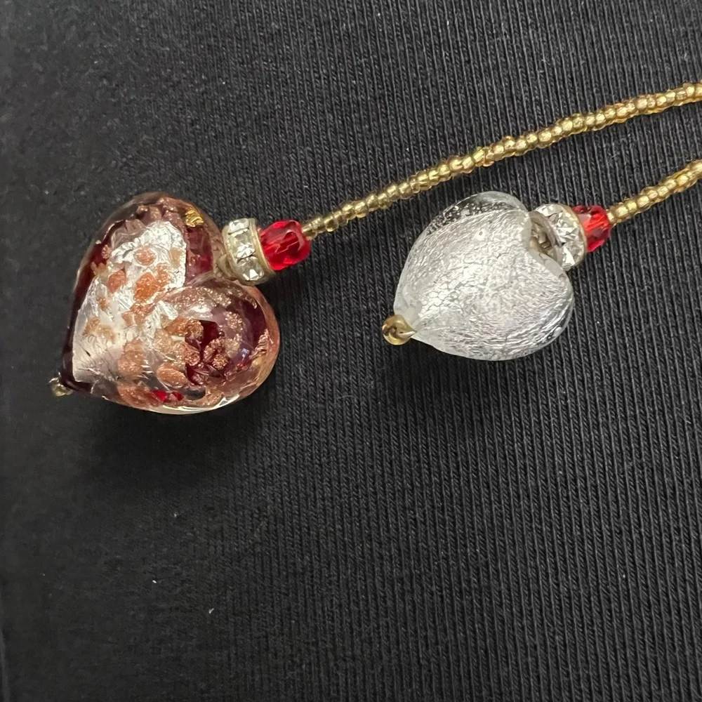 Elegant Gold and Red Heart Pendant Necklace
